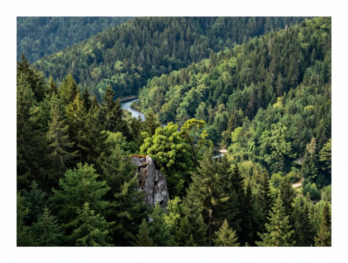 Čistý horský potok tečúci cez kamene v lese, kryštalicky čistá voda odráža zelené svetlo z listovej klenby nad ňou